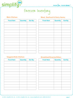 Freezer Inventory Printable