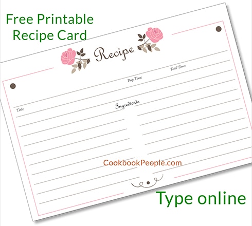 Free Recipe Cards   Cookbook People