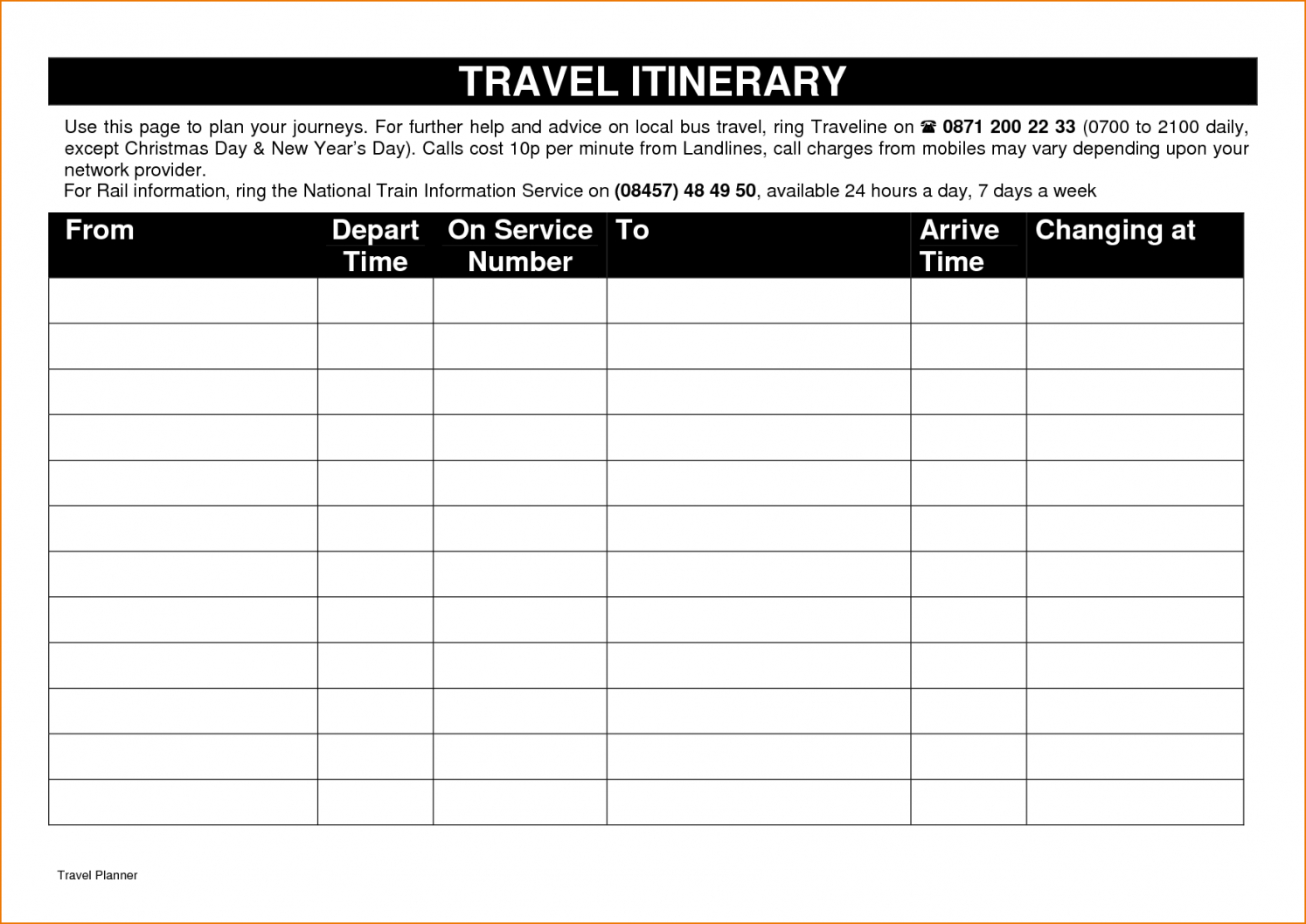 Free Printable Vacation Itinerary – Bino.9Terrains.co 7 Day Travel 