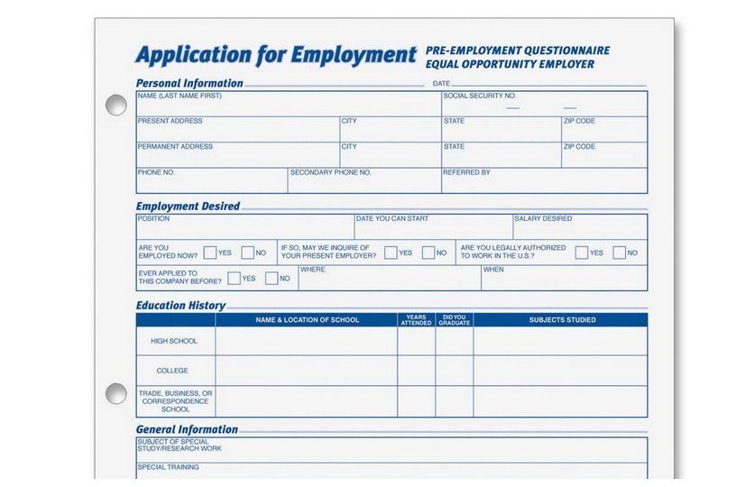 generic employment application form | candy dish | Job application 
