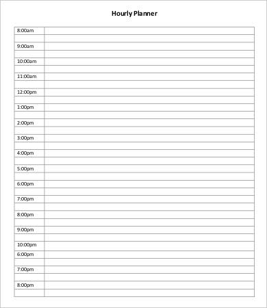 Hourly Planner Template   9+ Free PDF Documents Download | Free 