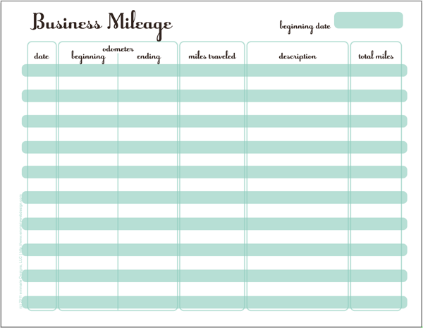 Free Printable Mileage Logs