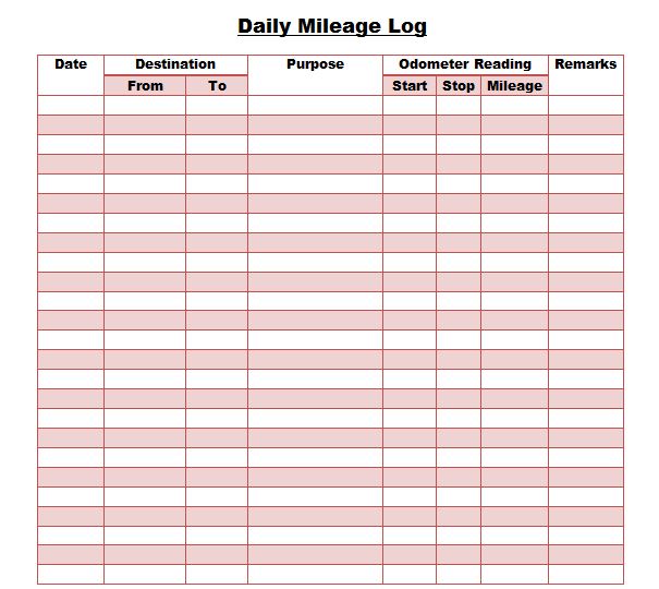 Printable+Mileage+Log+Template | Different stuff | Templates 