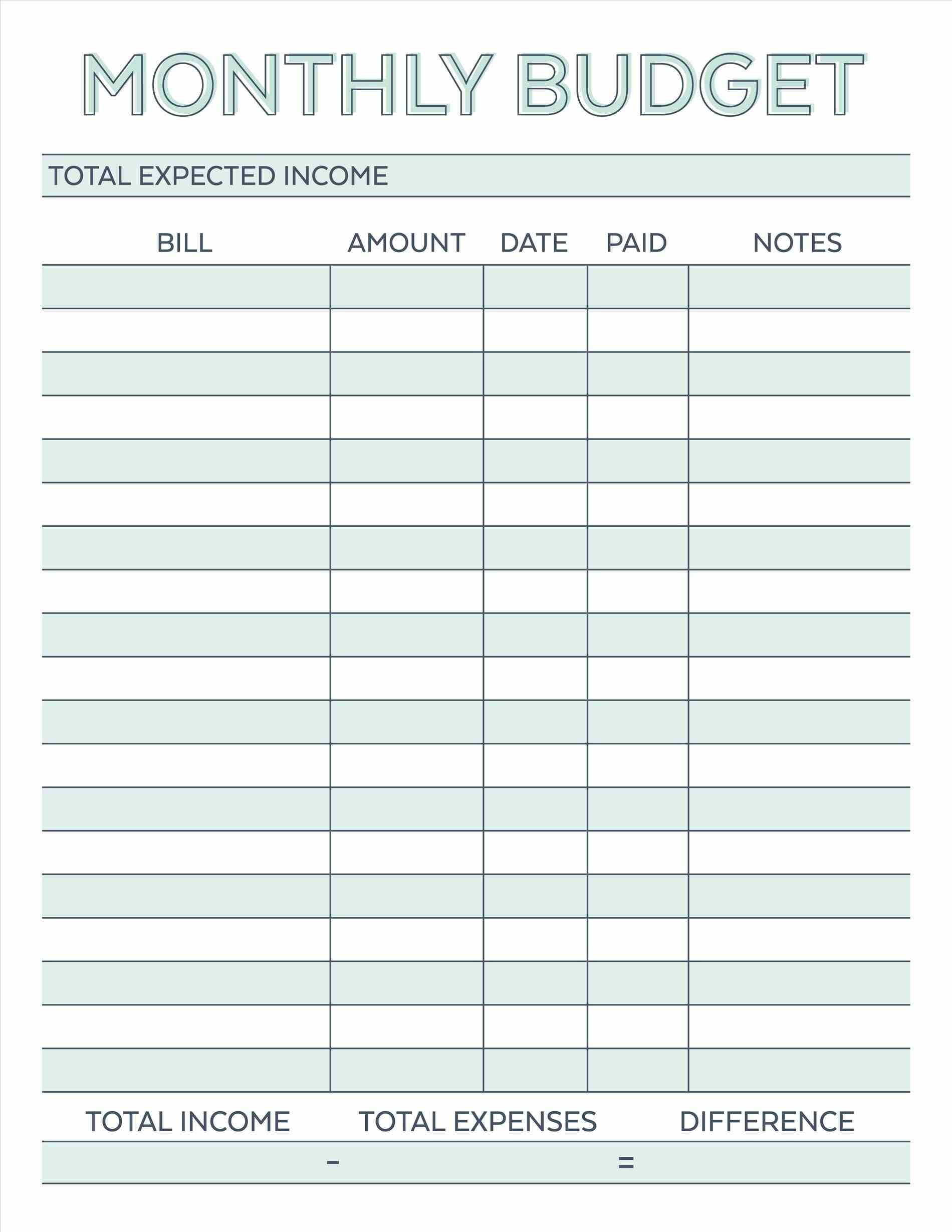 Simple Monthly Home Budget Spreadsheet Household Worksheet Free 