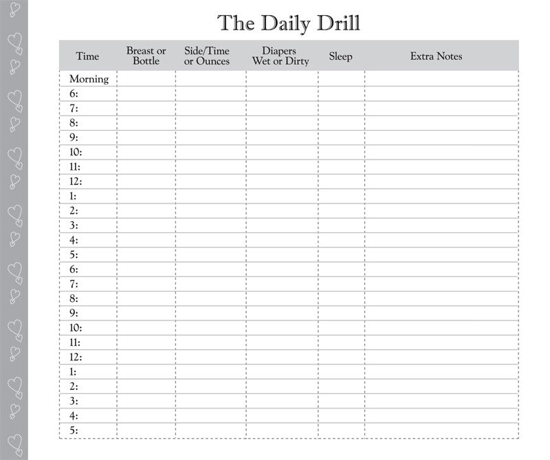 Printable Diaper Feeding Form | Day in the Life: Daily Log for 