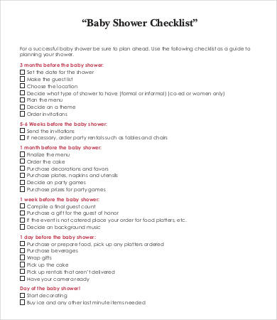 Baby Shower Checklist Template   8+ Free Word, PDF Format Download 