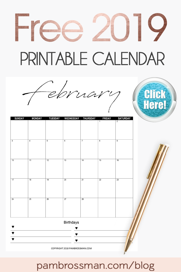 Free Printable Calendar   Pam Brossman