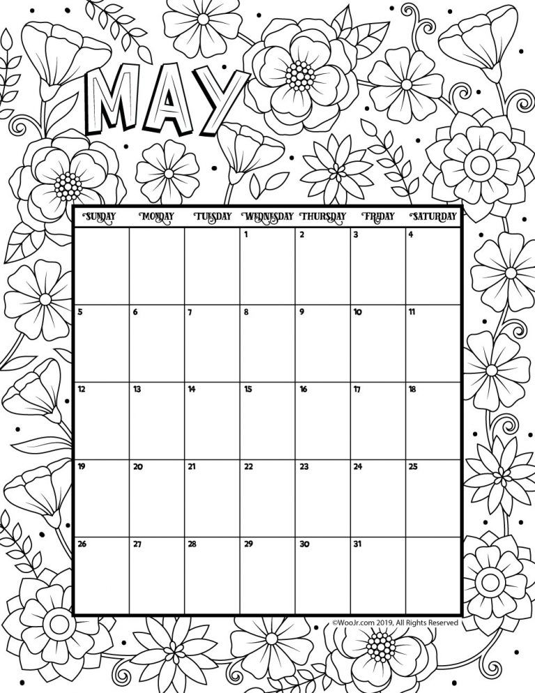 Printable Coloring Calendar for 2019 (and 2018!) | Free Printable 
