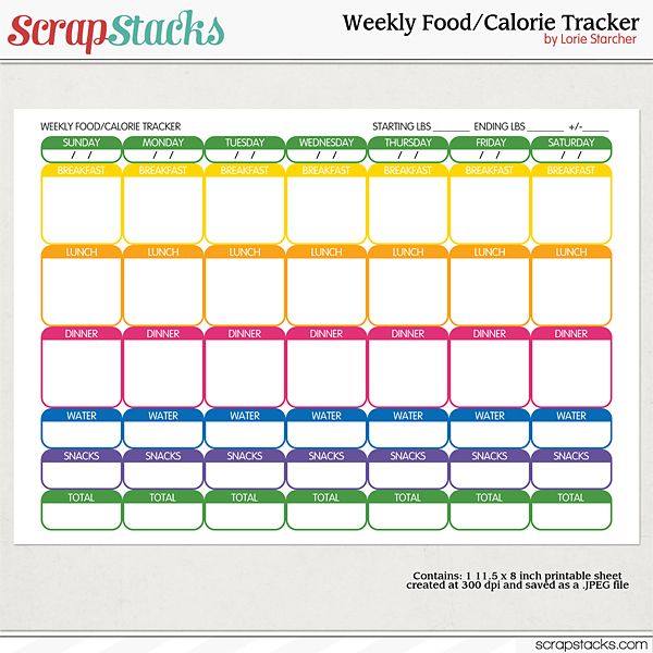 Calorie Tracker Printable Planner Stickers | The Digital Download Shop
