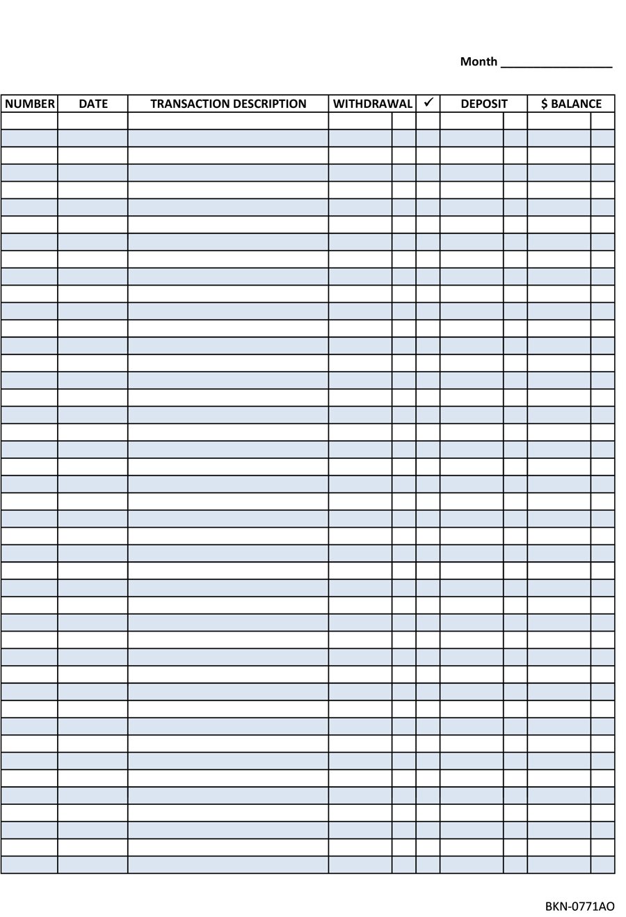 Free Printable Blank Check Register Template | Bills | Check 