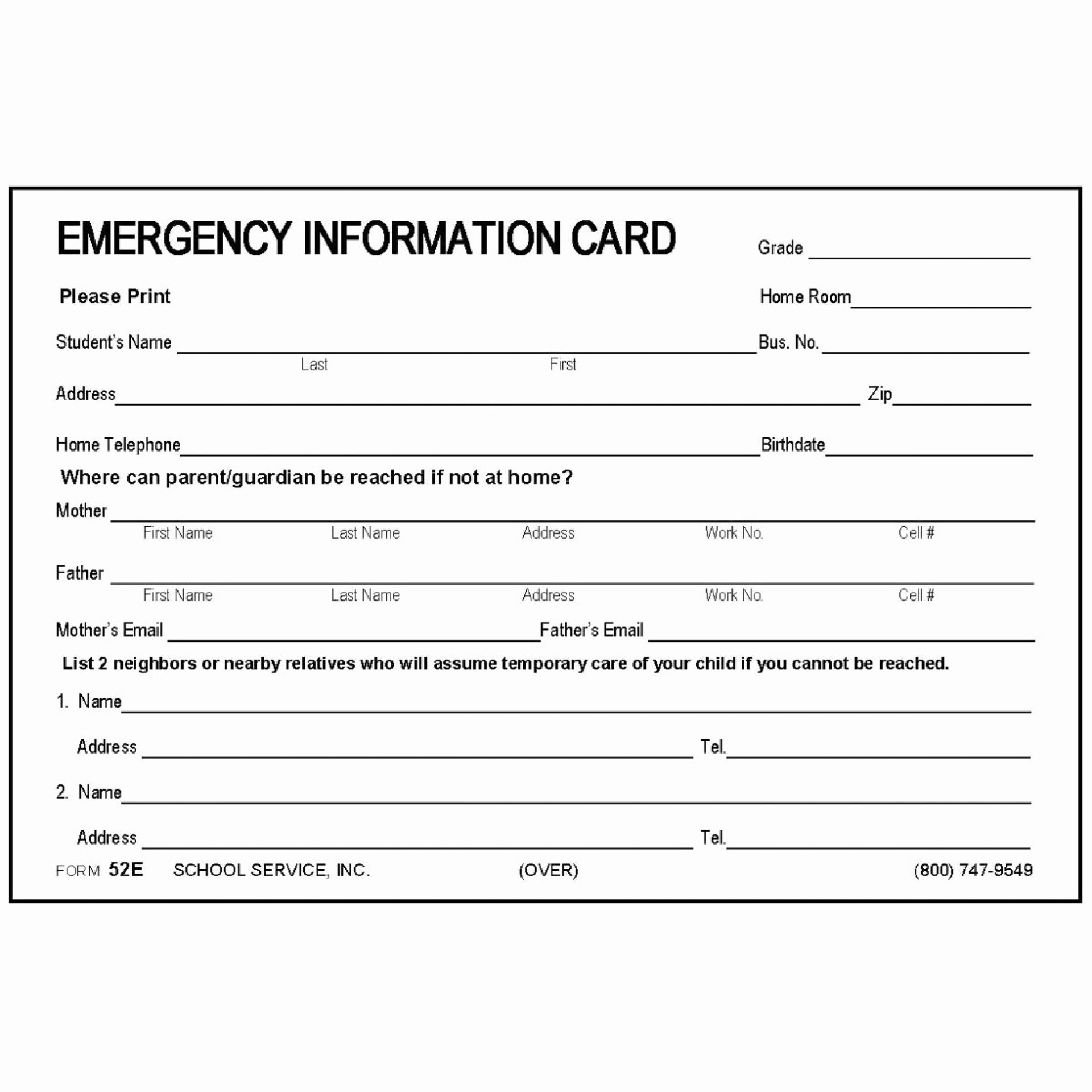 Free, Printable Emergency Contacts Card to Leave with the 