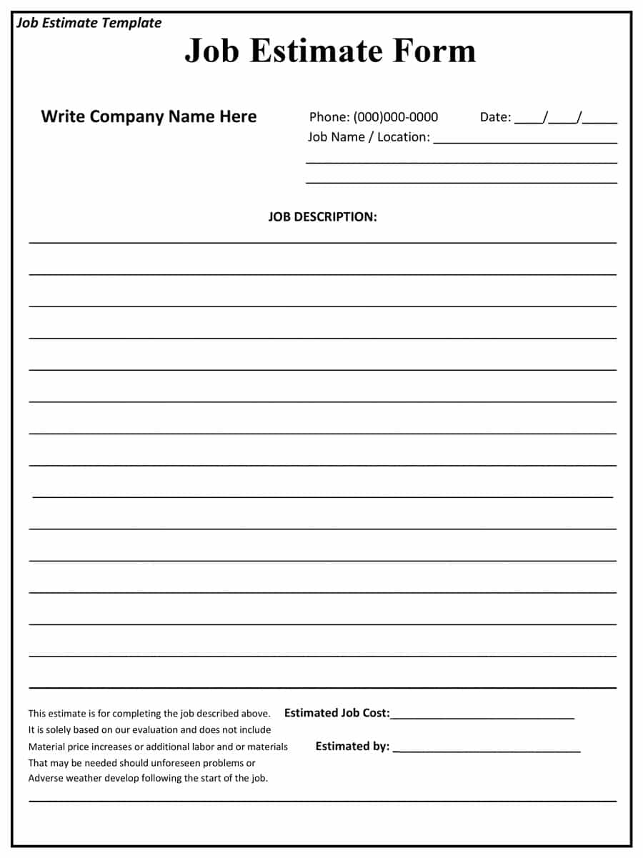 Estimate Template   Fill Online, Printable, Fillable, Blank 