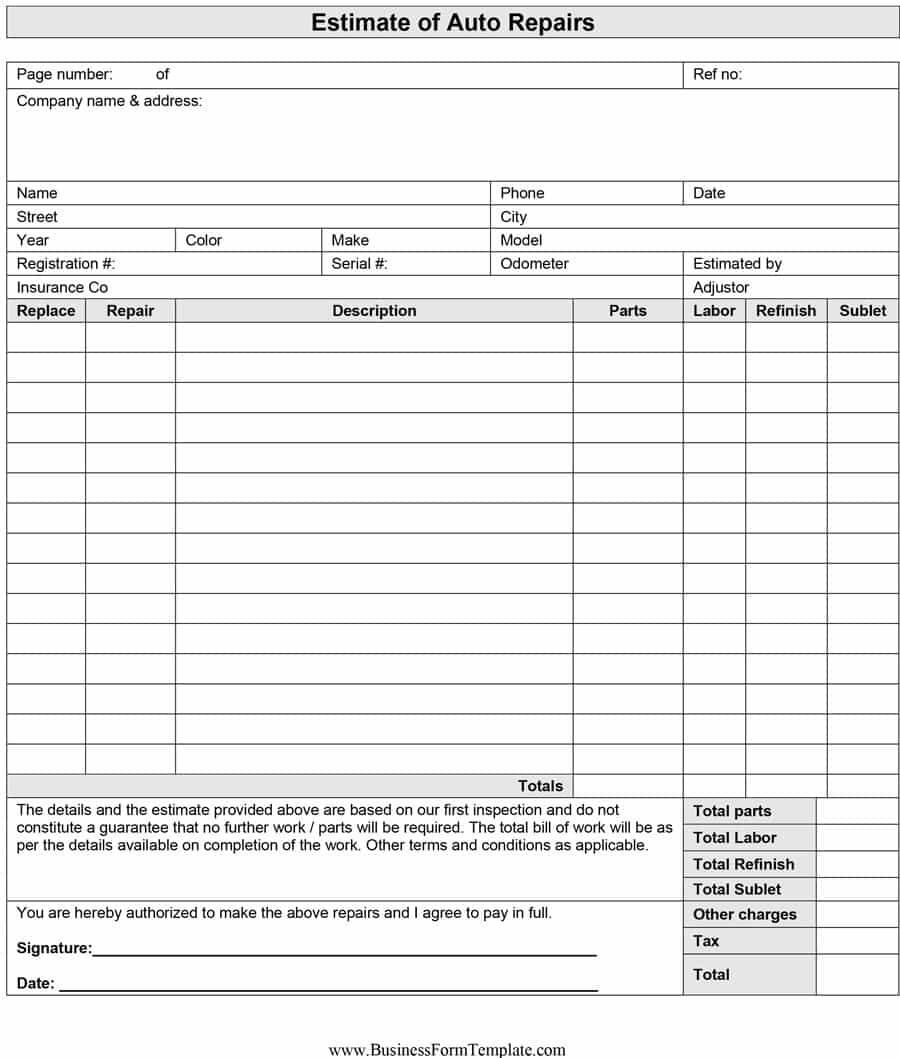 Free+Printable+Estimate+Forms+Templates | Property Damage form 