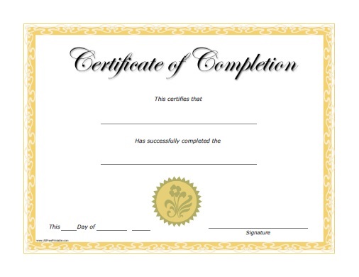 Certificates of Completion   Free Printable   AllFreePrintable.com