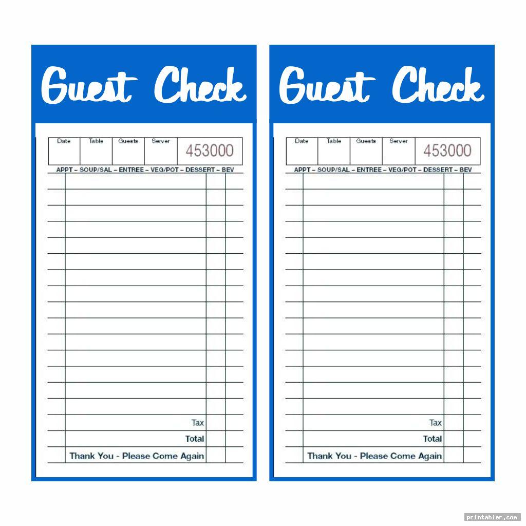 Printable Guest Check - Printable Word Searches