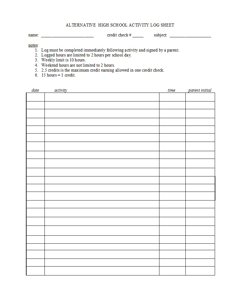 50 Printable Log Sheet Templates [Direct Download] ᐅ Template Lab