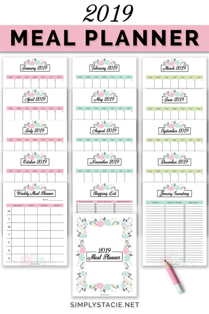 2019 Meal Planner Free Printable   Simply Stacie