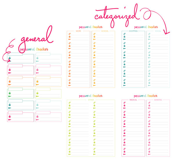 Printable Password Tracker (and some other digital organizing tips 