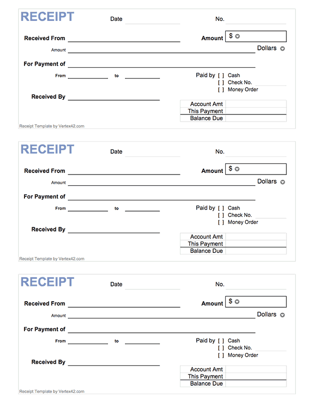 Printable Receipt For Payment | Template Business PSD, Excel, Word, PDF