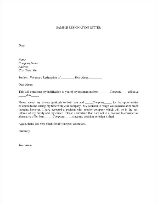 011 Template Ideas Resignation Letters Printable Two Week Notice 