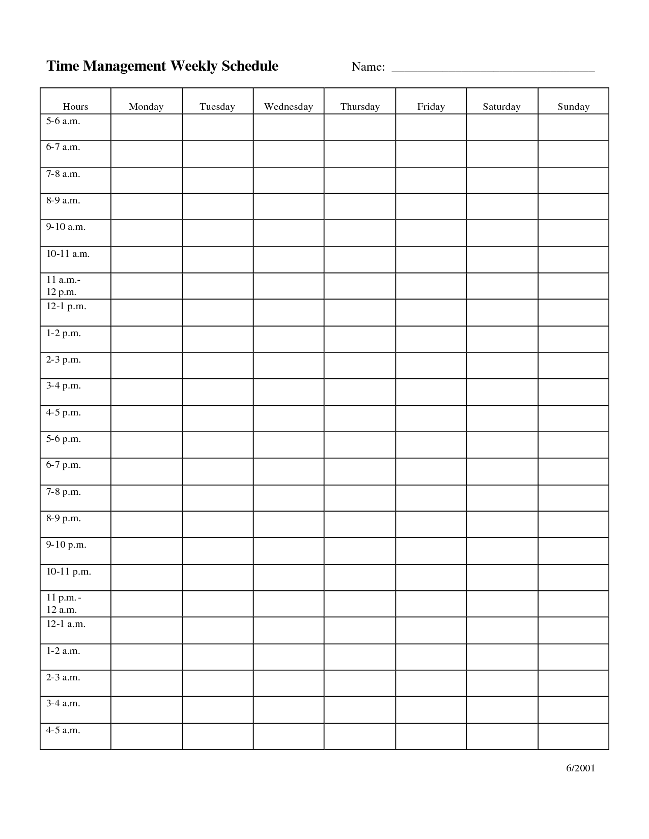 Time Management Weekly Schedule Template … | Bobbies wish list 