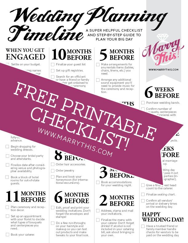 Freebie Friday! Printable Wedding Planning Timeline | MarryThis 