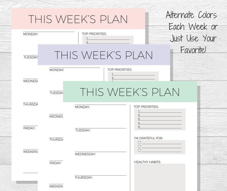 Printable Weekly Organizer | Template Business PSD, Excel, Word, PDF