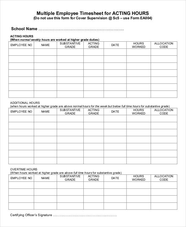 30+ Printable Timesheet Templates   Word, PDF | Free & Premium 