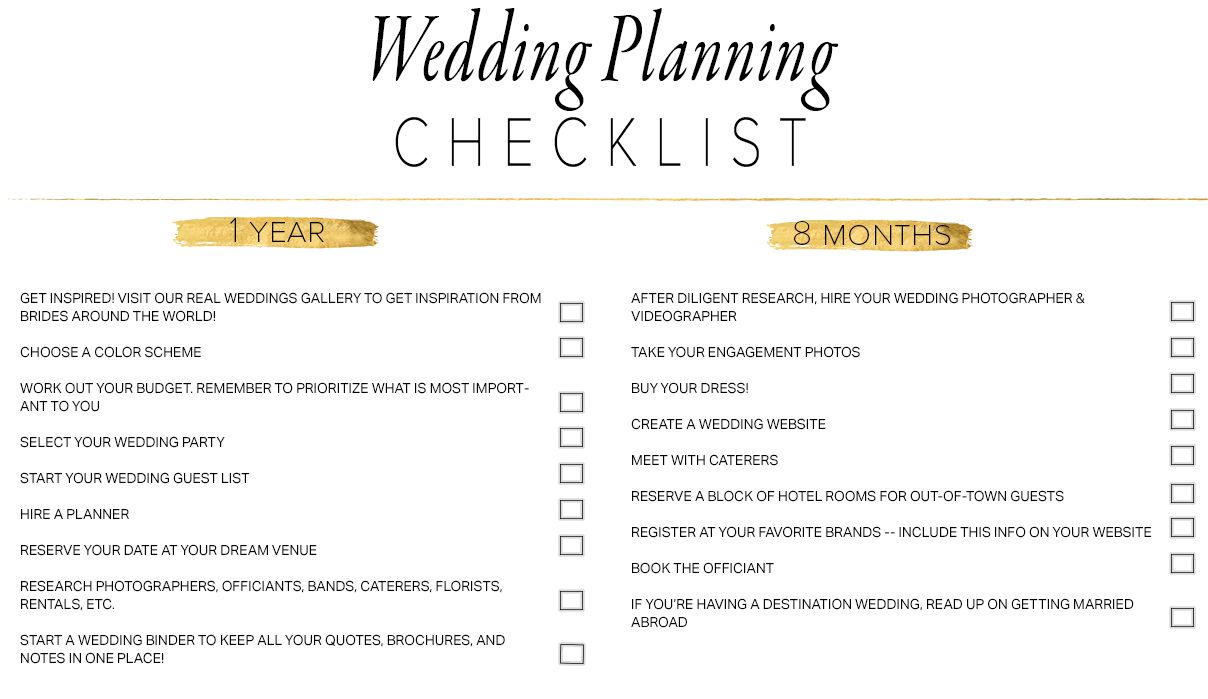 11 Free, Printable Wedding Planning Checklists