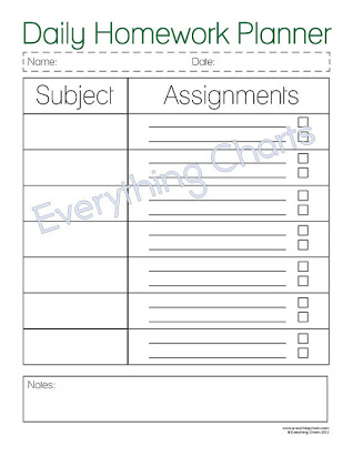 Free printable student homework planner
