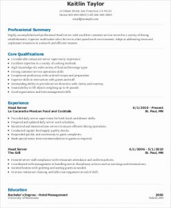 10 Server Resume Template for - Head Server Resume 247x300 
