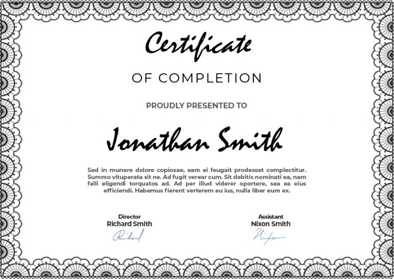 10+ Certificate of Completion Customizable PSD Design Template ...