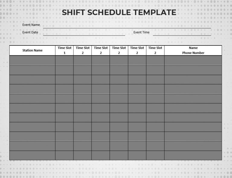 10+ Shift Schedule Template Sample | Template Business PSD, Excel, Word ...