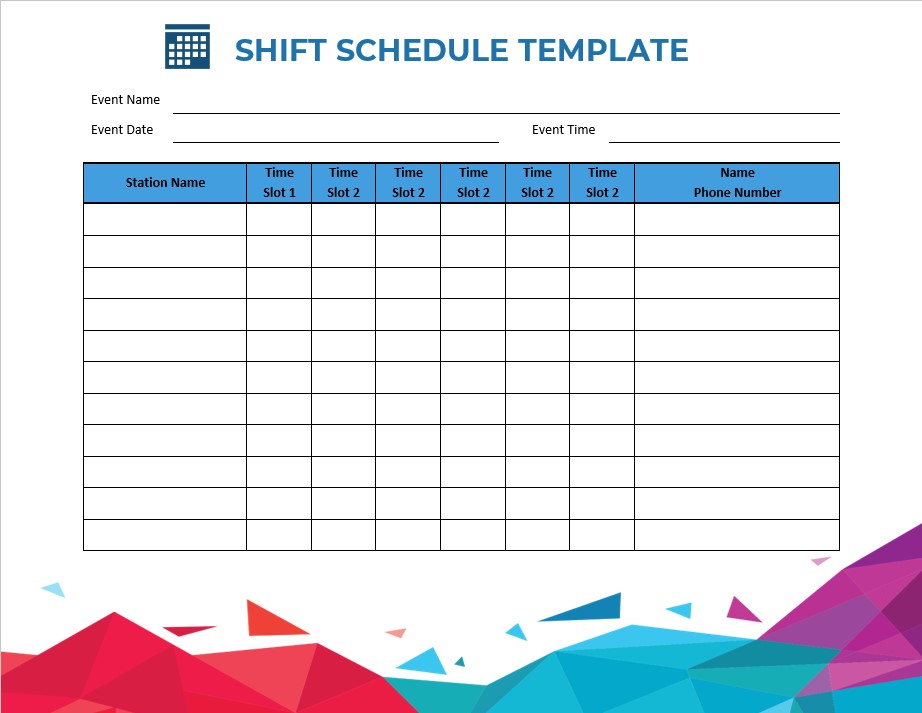 10+ Shift Schedule Template Sample | Template Business PSD, Excel, Word ...