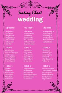 10+ Printable Wedding Seating Chart psd template free | Template ...