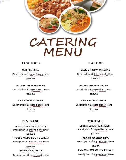 10+ catering menu template | Template Business PSD, Excel, Word, PDF