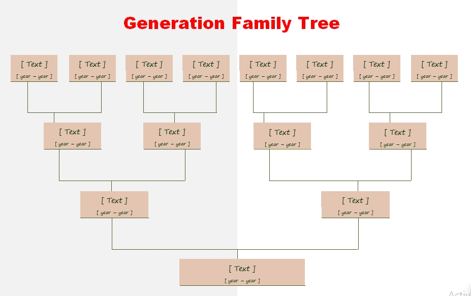 4 Generation Family Tree Template, Printable file fast edit (141) $10. ...