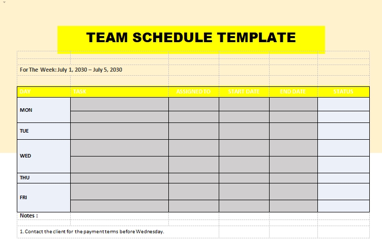 10 Team Schedule Template Letter Example Template - Bank2home.com