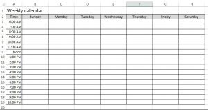 4+ weekly calendar template excel sample | Template Business PSD, Excel ...