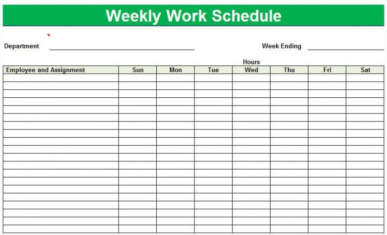4+ Weekly Schedule Template Excel Sample | Template Business PSD, Excel ...