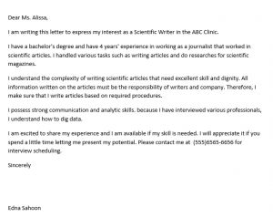 Scientific Writer Cover Letter And How to Write It | Template Business ...