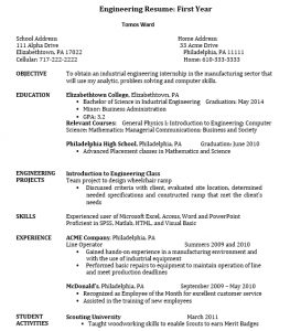 10 First Resume Template Template - First Year Engineering Student Resume 263x300 