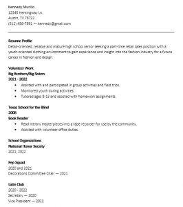 10 First Resume Template Template - High School Graduate First Resume 266x300 