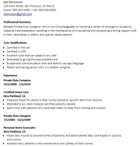 8+ Example of A Caregiver Resumes | Template Business PSD, Excel, Word, PDF
