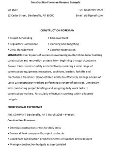 9+ Construction Resumes | Template Business PSD, Excel, Word, PDF