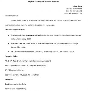 10 Computer Science Resume Examples - Diploma Computer Science Resume 292x300 