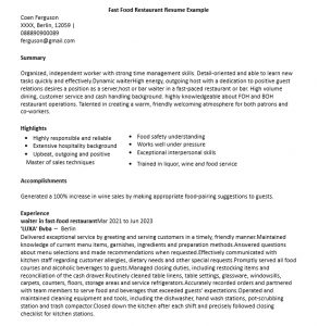 10+ Restaurant Resume | Template Business PSD, Excel, Word, PDF